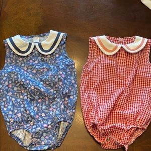 EUC Pair of Peter Pan collar sleeveless onesie
